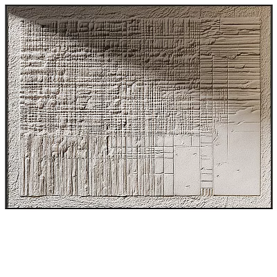 Minimalist Abstract Painting With Textured Geometric Lines Neutral Patterns And Layered Design 3d model