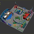 3D Playground Design With Colorful Structures Slides Pathways And Interactive Areas 3d model