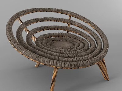 Modern Spiral Woven Single Chair With Golden Metal Legs Design 3d model