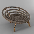 Modern Spiral Woven Single Chair With Golden Metal Legs Design