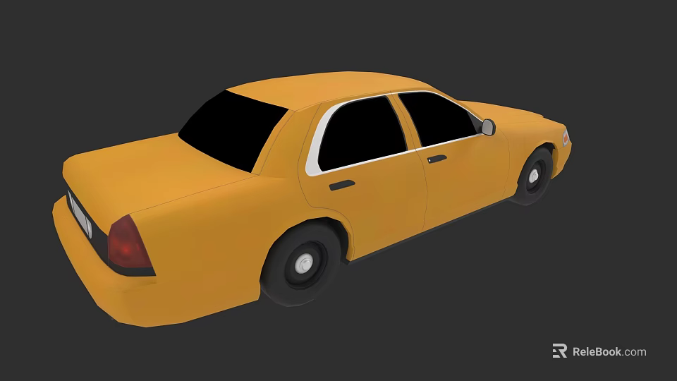 Yellow Sedan Car With Black Windows Four Doors And Black Wheels Exterior View 3d model 