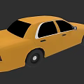 Yellow Sedan Car With Black Windows Four Doors And Black Wheels Exterior View