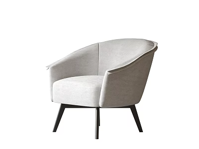 Light Gray Upholstered Accent Chair With Curved Backrest And Black Legs 3d model