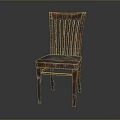 Vintage Wooden Slat Back Dining Chair With Worn Seat And Rustic Finish