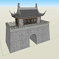 Traditional Ancient Architecture Stone Brick Structure With Chinese Style Roof And Arched Gateway