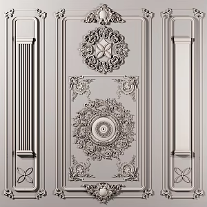 European-style Carved Corner Flower Combination 3d model