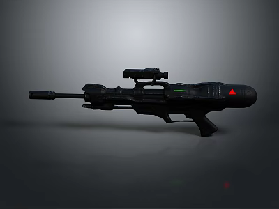 Futuristic Black Sci Fi Rifle With Scope And Red Triangle Marking 3d model