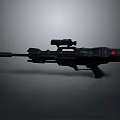 Futuristic Black Sci Fi Rifle With Scope And Red Triangle Marking