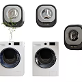 Modern Sleek Washing Machine Models With White And Black Front Load Designs 3d model