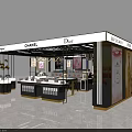 Elegant Luxury Boutique Store With Glass Display Counters Chandeliers And Marble Floor