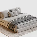 Modern Light Gray Double Bed with Soft Pillows and Gray Blanket on Light Colored Rug
