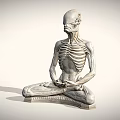 Silver Skeleton Like Sculpture Sitting In Meditation Pose With Lotus Base