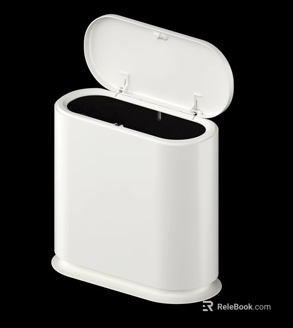 White Modern Trash Can With Open Lid And Simple Design 3d model 