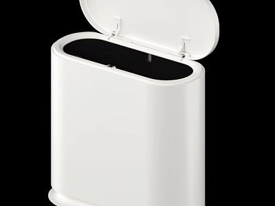 White Modern Trash Can With Open Lid And Simple Design 3d model