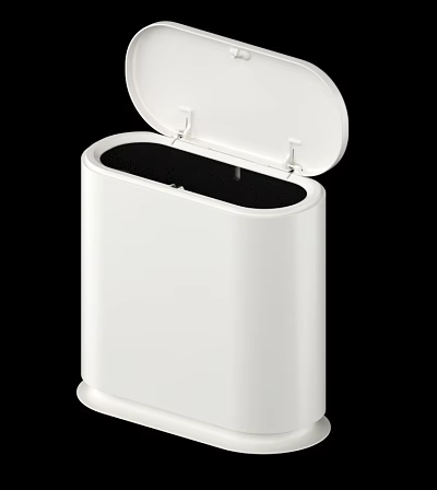 White Modern Trash Can With Open Lid And Simple Design 3d model
