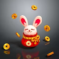 Modern Cartoon Characters New Year Rabbit Fu Rabbit Money Rabbit 3d model