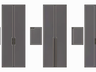 Modern Wardrobe Cabinet Collection In Gray With Sleek Design Different Sizes And Handles 3d model