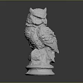 White Owl Sculpture With Perched Pose And Detailed Feathers On Base