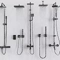 Modern Wall Mounted Shower Head Set With Rainfall And Handheld Designs Chrome Finish 3d model