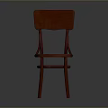 Elegant Red Wooden Chair With Curved Backrest Round Seat And Curved Legs