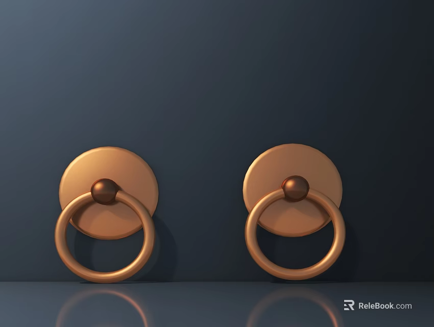 Copper Circular Wall Lamps With Metal Rings And Shiny Bases On Dark Wall 3d model 