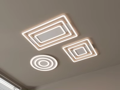 Modern LED Ceiling Lights With Square Round Geometric Design For Interior Illumination 3d model