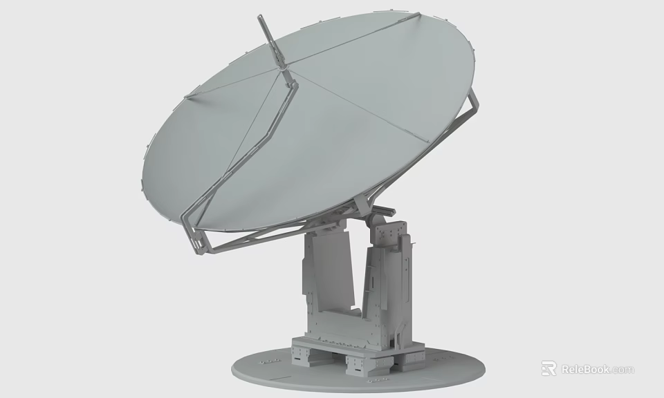 Satellite Dish Antenna Structure With Metal Stand And Stable Base 3d model 