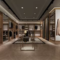 Modern Clothing Store Interior With Mannequins Hanging Garments Display Racks And Wooden Flooring