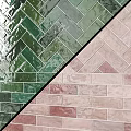 Green And Pink Herringbone Pattern Ceramic Tiles For Interior Wall Decoration