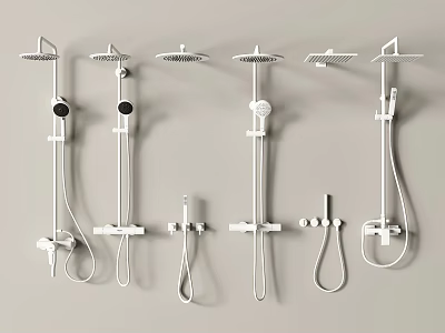 Various Styles and Types of Shower Heads in Modern Bathroom Fixture Collection 3d model