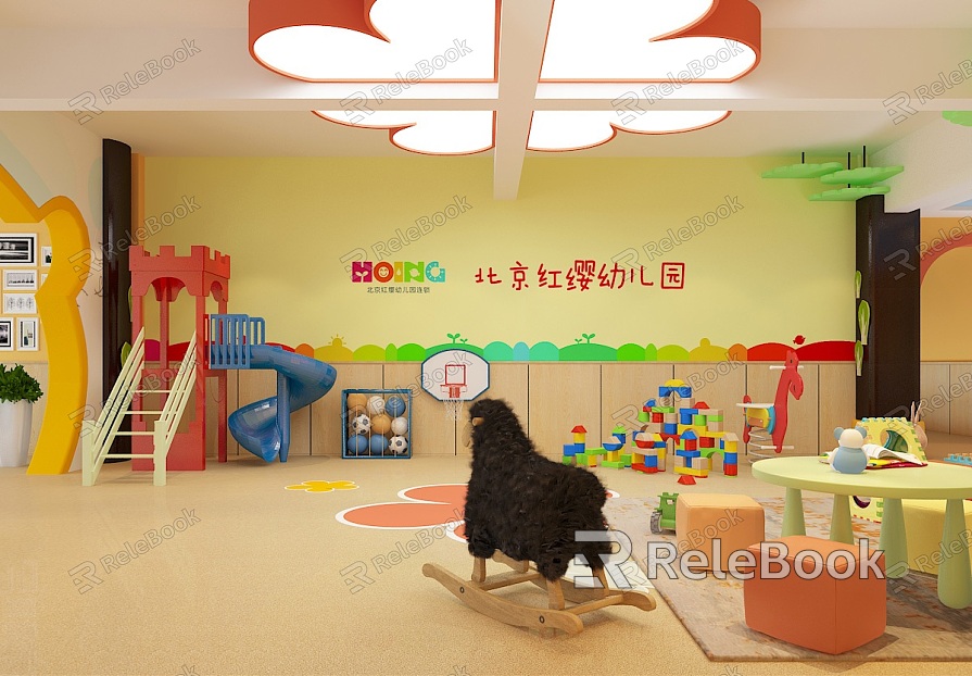 Modern kindergarten kindergarten classroom aisle model