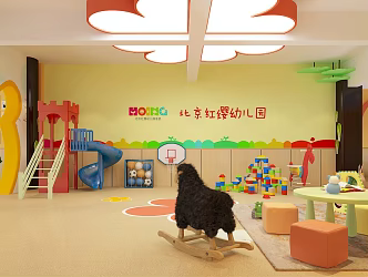 Modern kindergarten classroom aisle 3d model