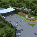 Aerial Planning of Road Network With Parking Area Vehicles Buildings and Greenery