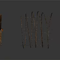 Rusty Coiled Barbed Wire Structure With Wooden Stakes And Spiral Form