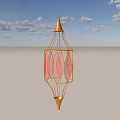 Golden Frame Lantern With Pink Glass Panels Against Blue Sky Background