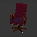 Red Leather Office Chair With Tufted Design Armrests And Gold Accents Wheeled Base