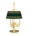 Classic Green Table Lamp With Golden Leaf Pattern And Candelabra Style Metal Frame