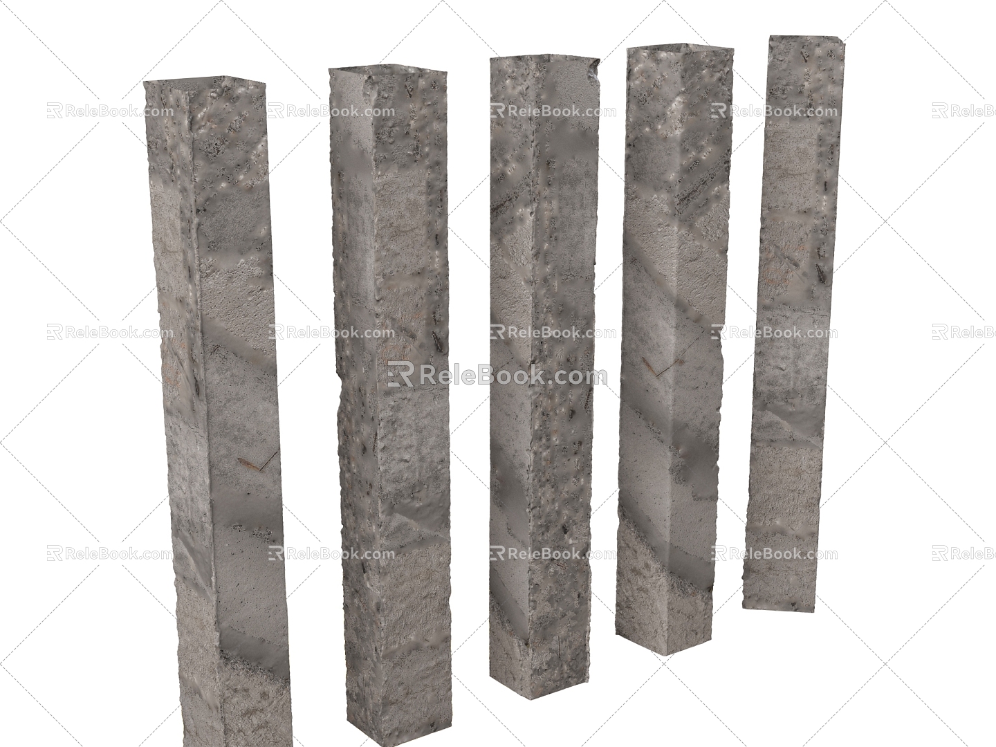 Modern Columns Concrete Columns Cement Columns Damaged Columns 3d model