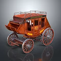 Vintage Old West Wooden Stagecoach With Decorative Details And Spoked Wheels