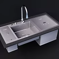 Modern Kitchen Double Bowl Sink With Stainless Steel Faucet And Black Countertop