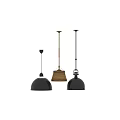 Modern Industrial Pendant Lights With Black And Gold Metal Dome Shades Design