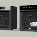 Modern Black Kitchen Dishwashers Double Units With Sleek Design And Stainless Steel Racks On Shelf