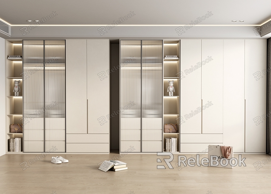 modern wardrobe cream wardrobe model