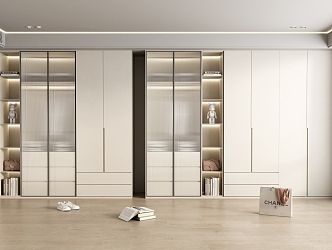 modern wardrobe cream wardrobe 3d model