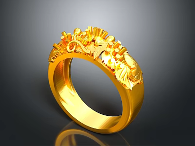 Elegant Golden Ring With Exquisite Design And Intricate Decorative Patterns 3d model