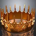Golden Decorative Crown With Spikes Beads And Diamond Shaped Patterns For Home