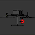 Black Professional Quadcopter Drone With Four Propellers And Red Undercarriage Components