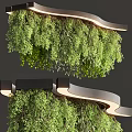 Modern Elegant Reception Desk With Green Plants And LED Light Strips 3d model