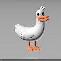 Cute White Duck Character 3D Model With Orange Beak And Feet