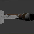 Wall Mounted Tool With Wooden Handle And Metal Cylinder Component